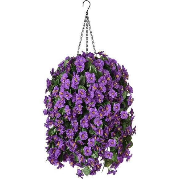 Hanging Artificial Flowers Basket, Fake Hanging Plant, Silk Orchid Flowers - Picture 1 of 6